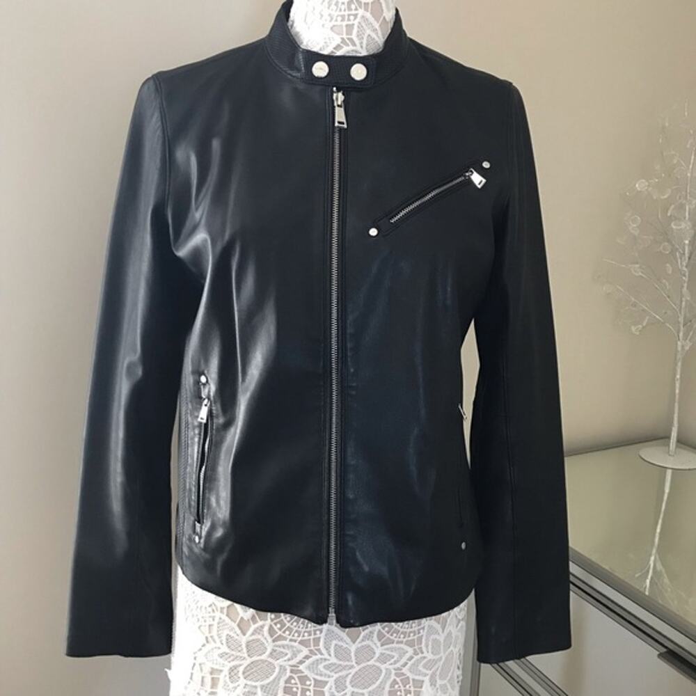 Ralph Lauren Genuine 100% Soft Leather Motorcycle Moto Beverly Jacket Size LARGE